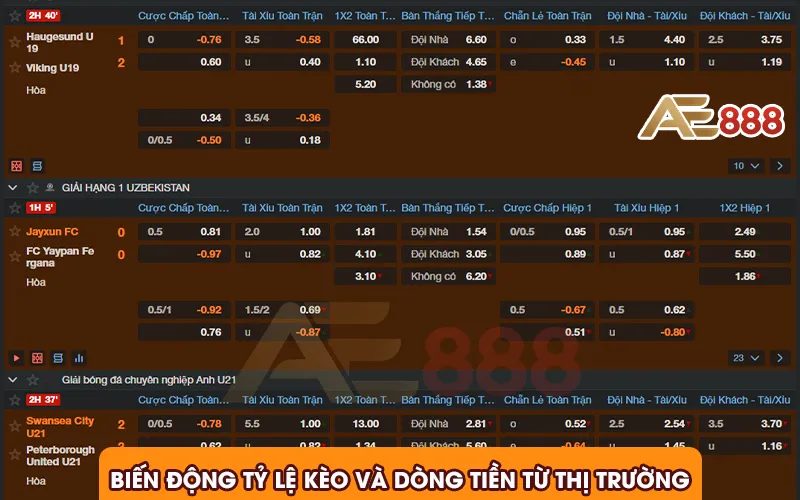 Biến động tỷ lệ kèo