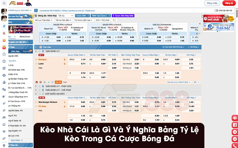 Các Loại Kèo Nhà Cái Phổ Biến