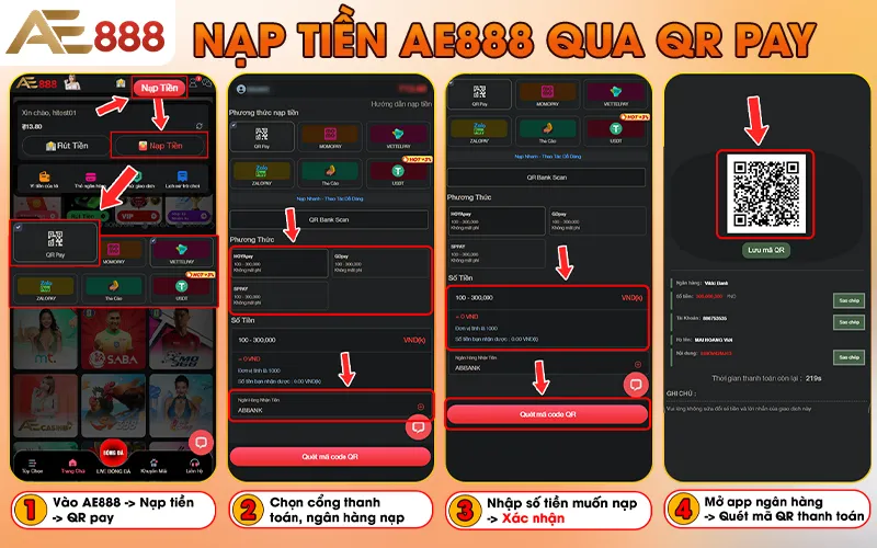 Nạp tiền AE888 qua QR Pay